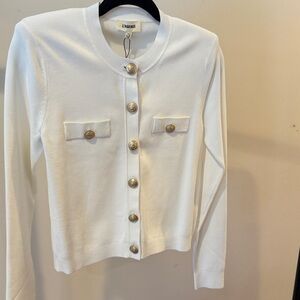 White Cardigan with Gold Buttons